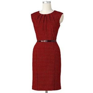 Dana Buchman Red Houndstooth Sheath Dress